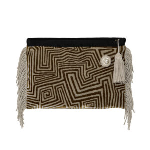 Pochette en velours jacquard Franges coton et lurex