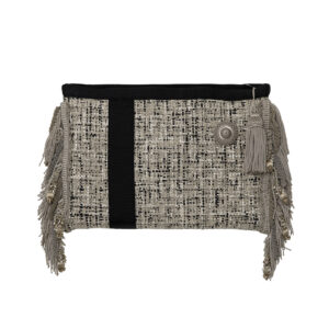 Pochette en tweed  Franges coton et lurex
