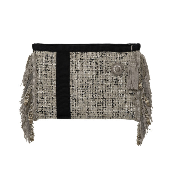 Pochette en tweed  Franges coton et lurex